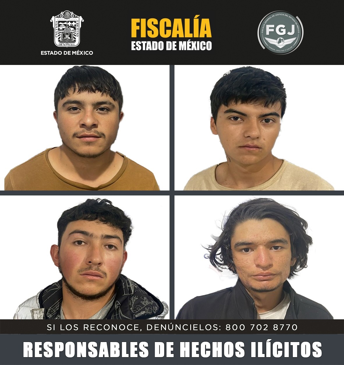 Dictan 495 años de prisión a cuatro sujetos por el secuestro de diez personas en Aculco