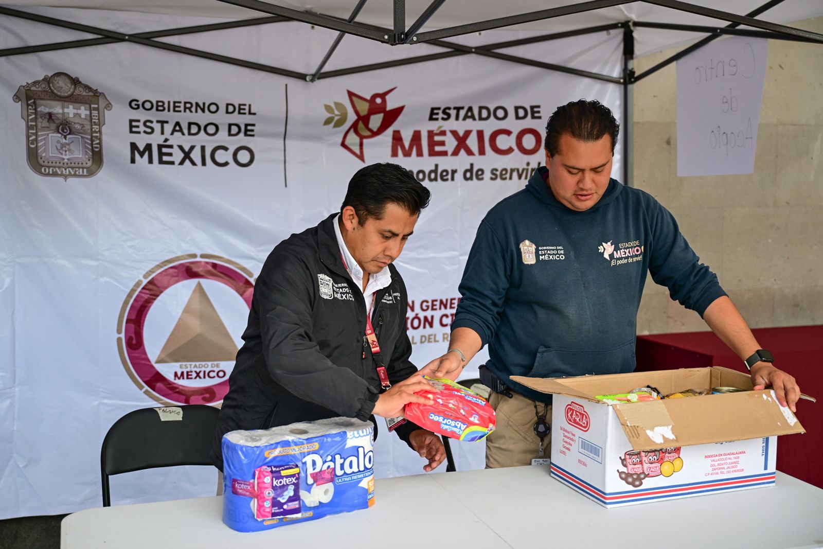 Instala Gobierno Edomex 3 centros de acopio en apoyo a damnificados en Puebla, Hidalgo y Veracruz