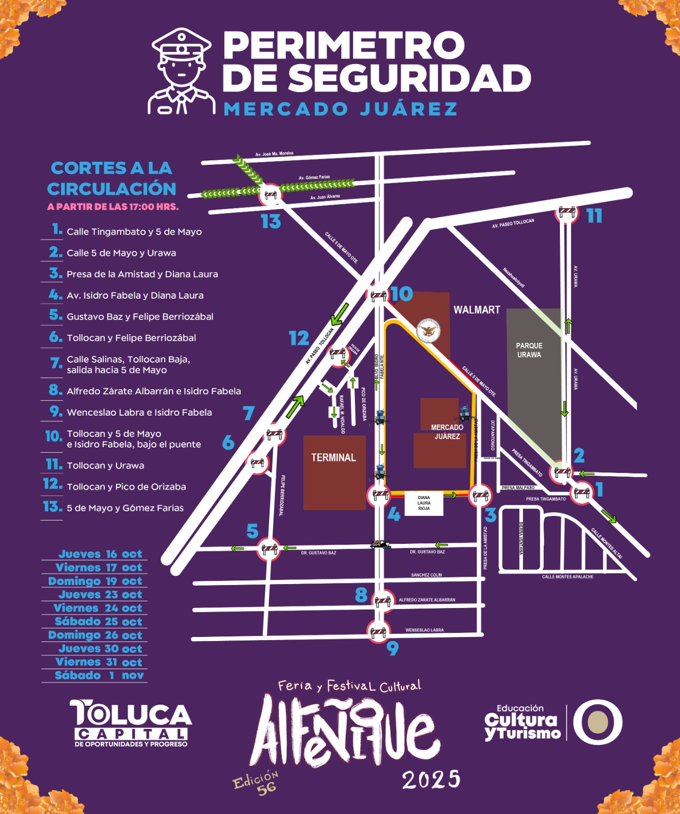 Habrá cierres viales por conciertos del Alfeñique en el Mercado Juárez