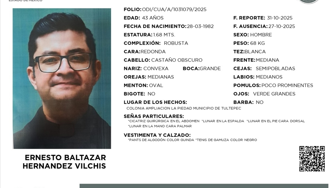 Localizan cadáver de sacerdote desaparecido en Tultepec; capturan a sus presuntos victimarios