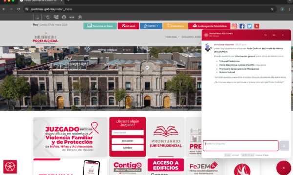 Poder Judicial del Edomex lanza “Justibot”, asistente virtual con IA para agilizar servicios judiciales